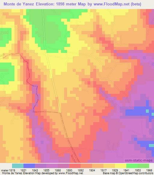 Monte de Yanez,Mexico Elevation Map