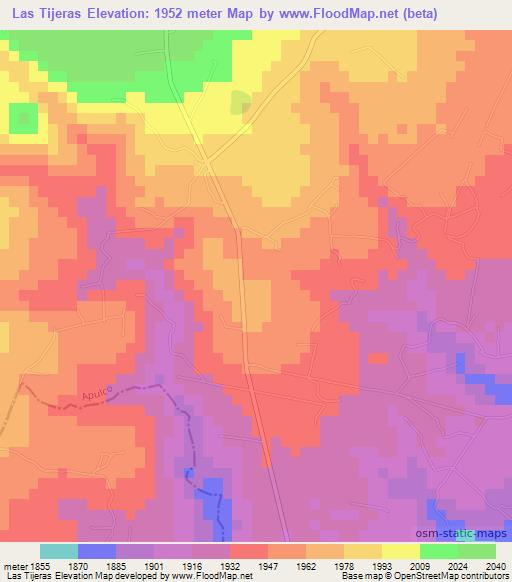 Las Tijeras,Mexico Elevation Map