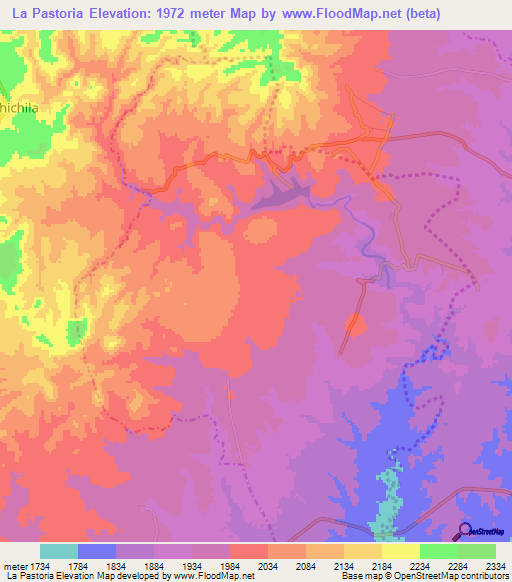 La Pastoria,Mexico Elevation Map