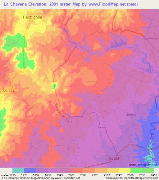 La Chavena,Mexico Elevation Map