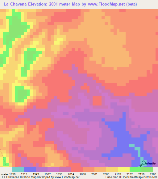 La Chavena,Mexico Elevation Map