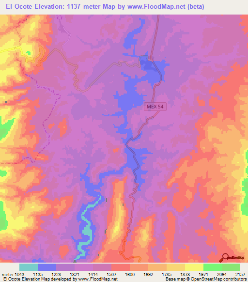 El Ocote,Mexico Elevation Map