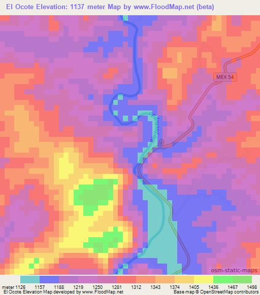 El Ocote,Mexico Elevation Map