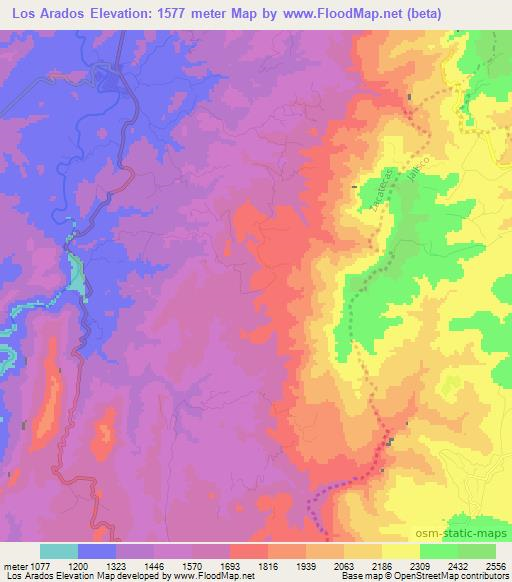 Los Arados,Mexico Elevation Map