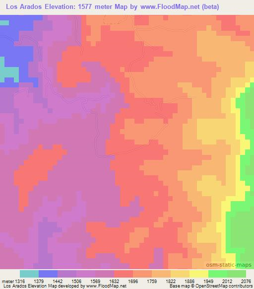 Los Arados,Mexico Elevation Map