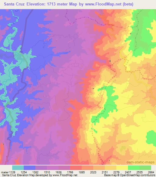 Santa Cruz,Mexico Elevation Map