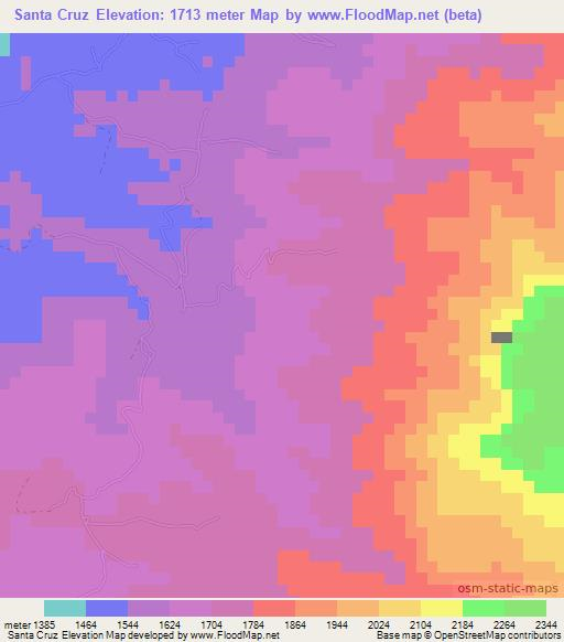 Santa Cruz,Mexico Elevation Map