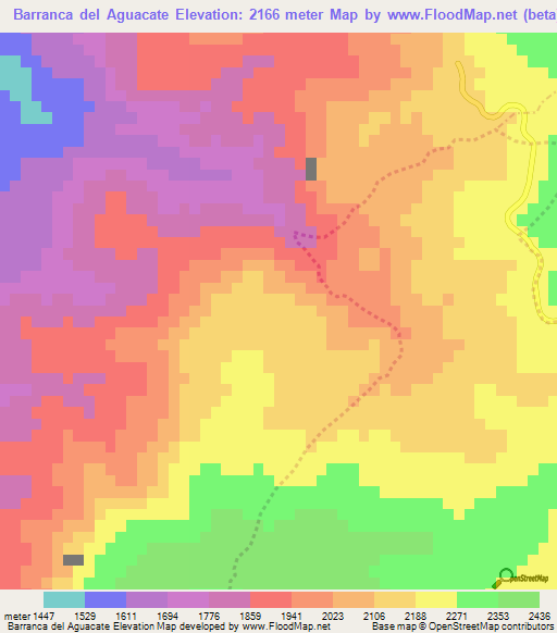 Barranca del Aguacate,Mexico Elevation Map