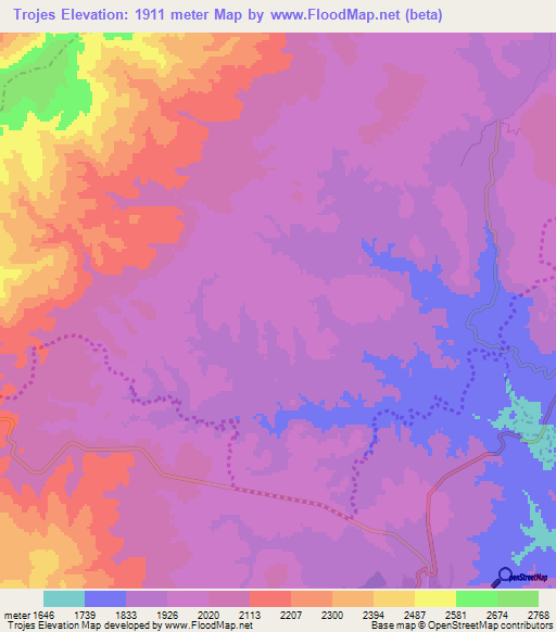 Trojes,Mexico Elevation Map