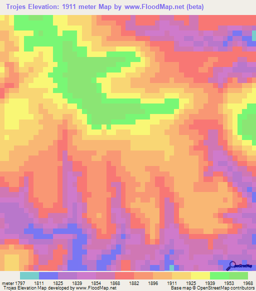 Trojes,Mexico Elevation Map