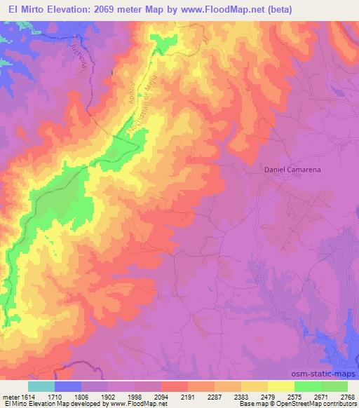 El Mirto,Mexico Elevation Map