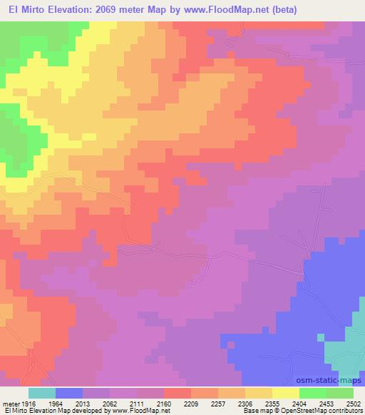 El Mirto,Mexico Elevation Map