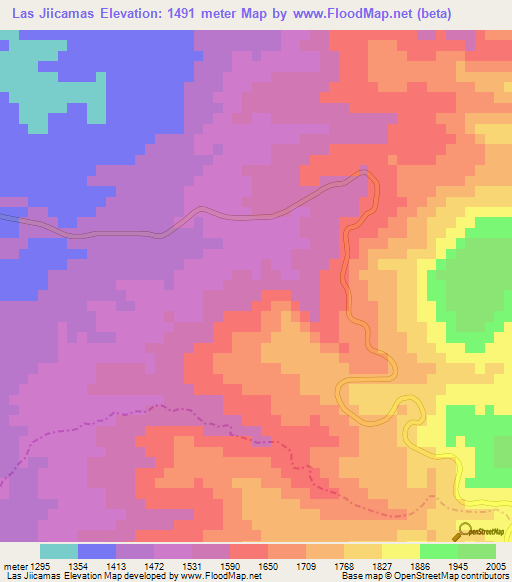 Las Jiicamas,Mexico Elevation Map