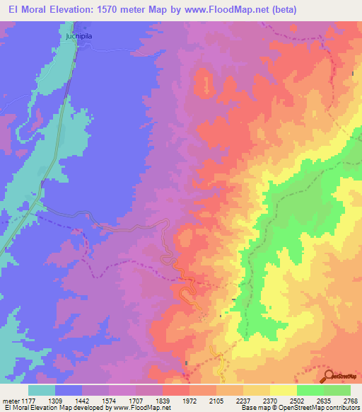 El Moral,Mexico Elevation Map