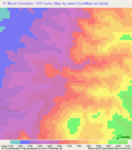 El Moral,Mexico Elevation Map