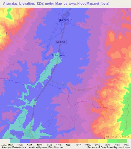 Atemajac,Mexico Elevation Map