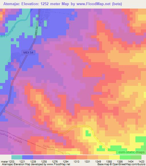 Atemajac,Mexico Elevation Map