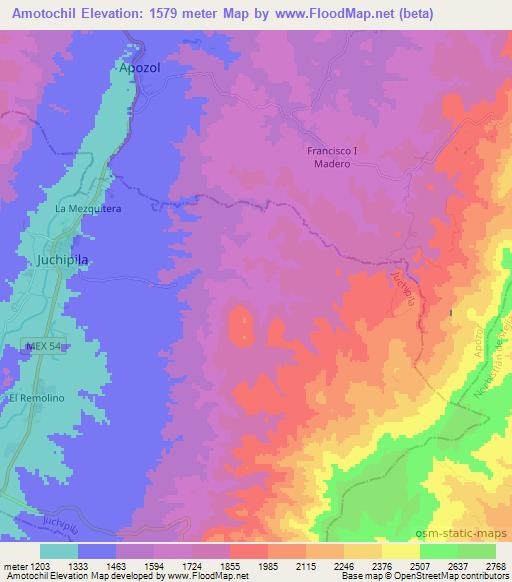 Amotochil,Mexico Elevation Map