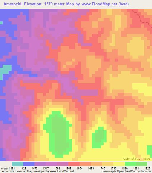 Amotochil,Mexico Elevation Map