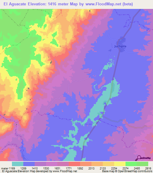 El Aguacate,Mexico Elevation Map