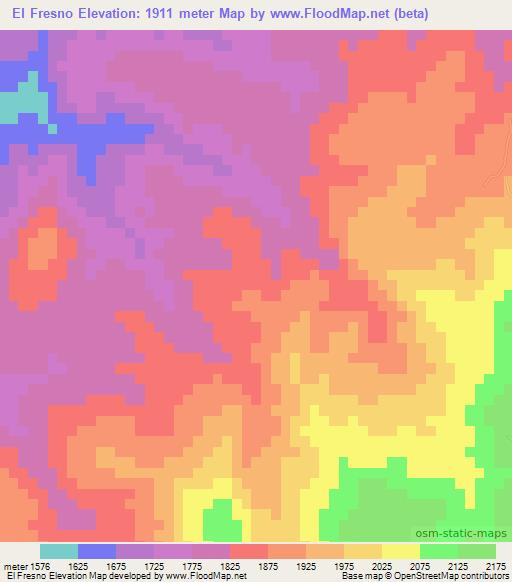 El Fresno,Mexico Elevation Map