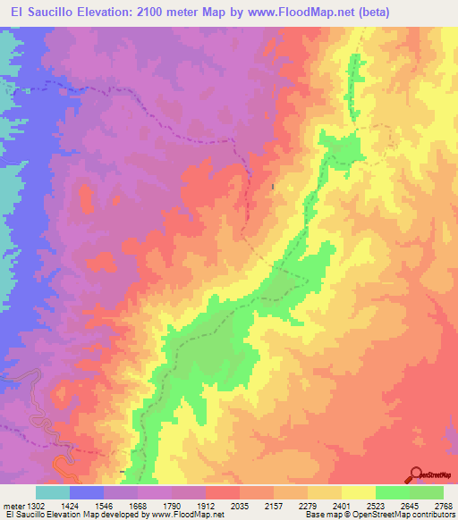 El Saucillo,Mexico Elevation Map