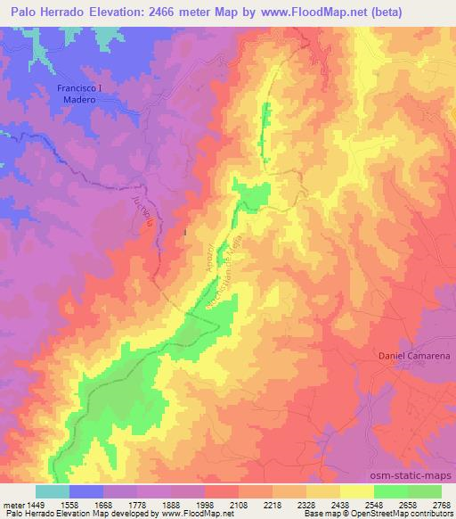 Palo Herrado,Mexico Elevation Map