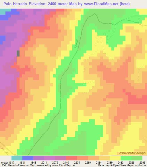 Palo Herrado,Mexico Elevation Map