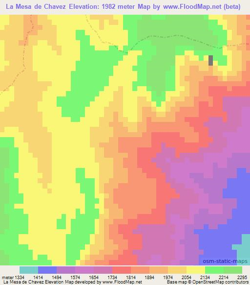 La Mesa de Chavez,Mexico Elevation Map