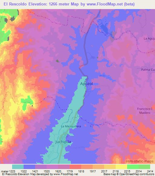 El Rescoldo,Mexico Elevation Map
