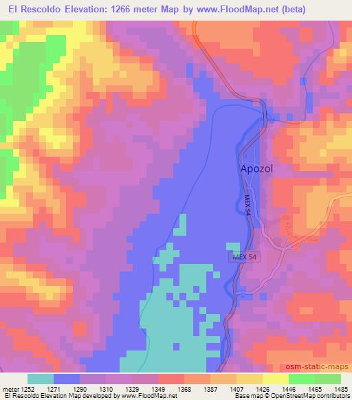 El Rescoldo,Mexico Elevation Map