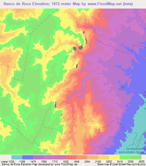 Banco de Roca,Mexico Elevation Map