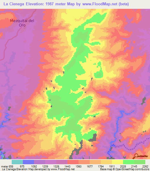 La Cienega,Mexico Elevation Map