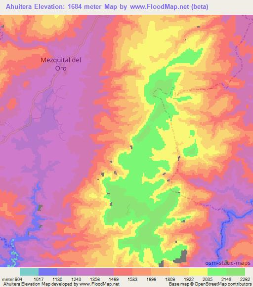 Ahuitera,Mexico Elevation Map