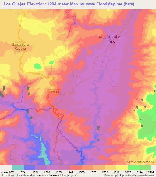 Los Guajes,Mexico Elevation Map