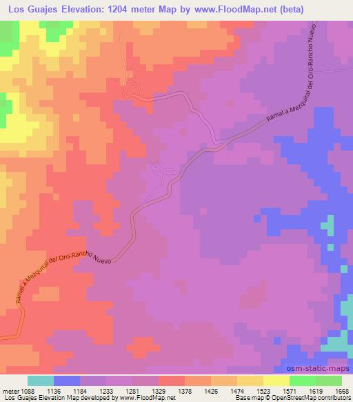 Los Guajes,Mexico Elevation Map