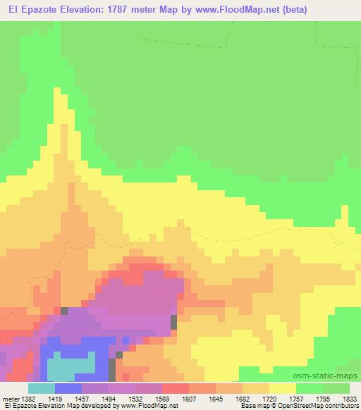 El Epazote,Mexico Elevation Map