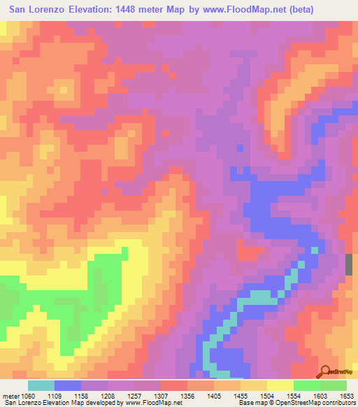 San Lorenzo,Mexico Elevation Map