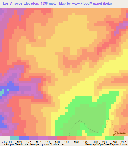 Los Arroyos,Mexico Elevation Map