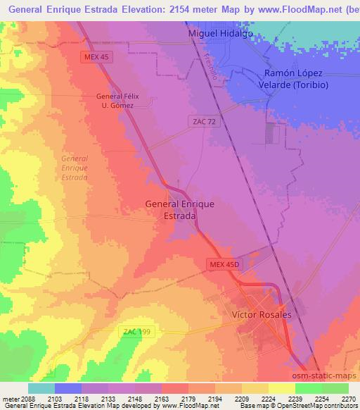 General Enrique Estrada,Mexico Elevation Map