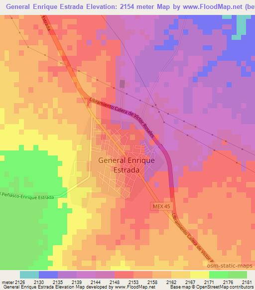 General Enrique Estrada,Mexico Elevation Map