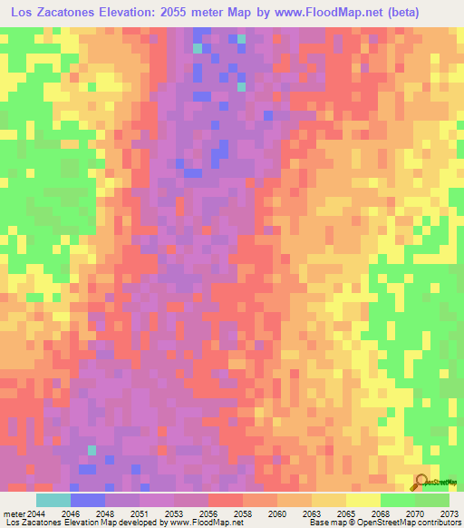 Los Zacatones,Mexico Elevation Map