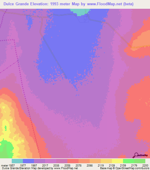 Dulce Grande,Mexico Elevation Map