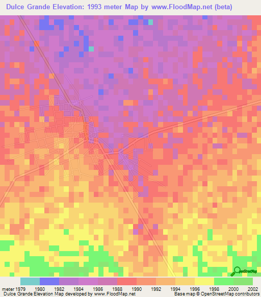 Dulce Grande,Mexico Elevation Map