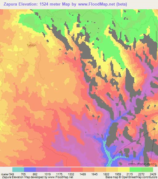 Zapura,Mexico Elevation Map