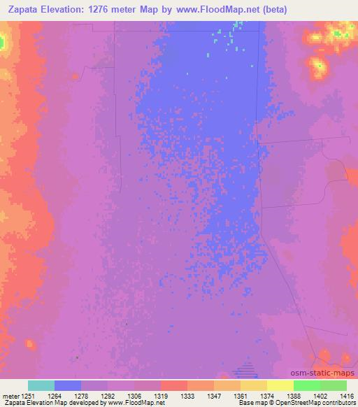 Zapata,Mexico Elevation Map