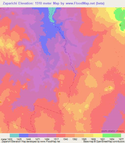 Zaparichi,Mexico Elevation Map