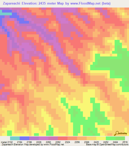 Zapareachi,Mexico Elevation Map