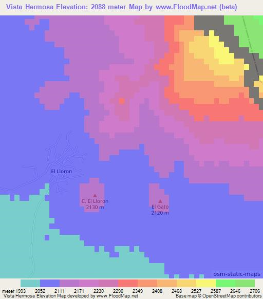 Vista Hermosa,Mexico Elevation Map