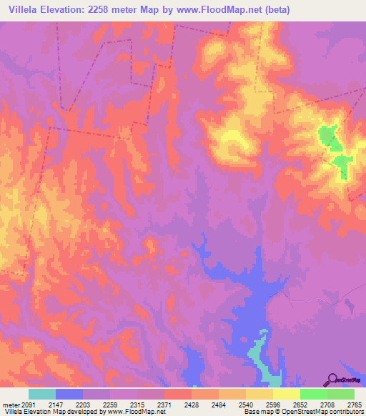 Villela,Mexico Elevation Map